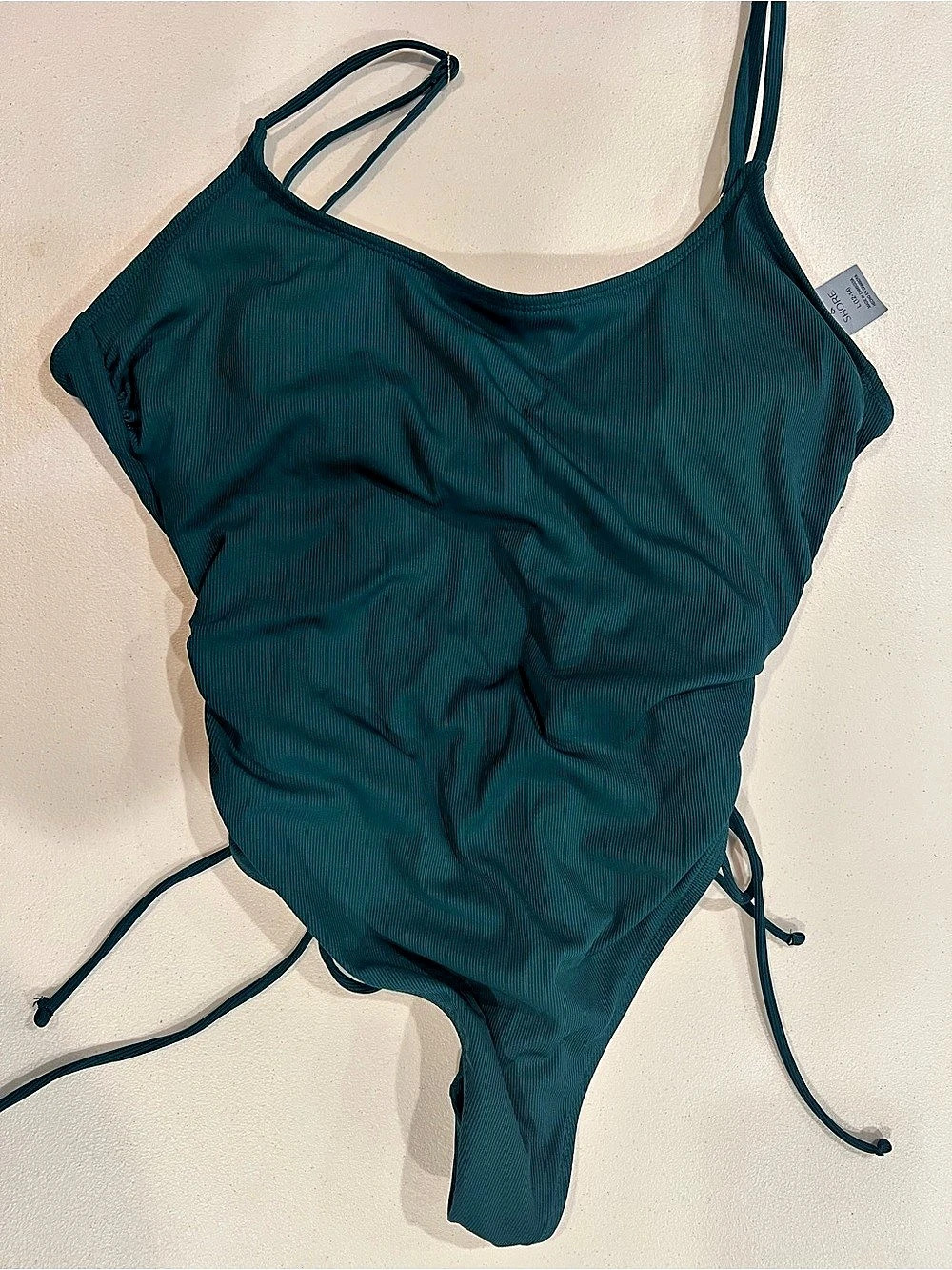 Shade and Shore Ruched One-Piece Swimsuit in Green Small Like New